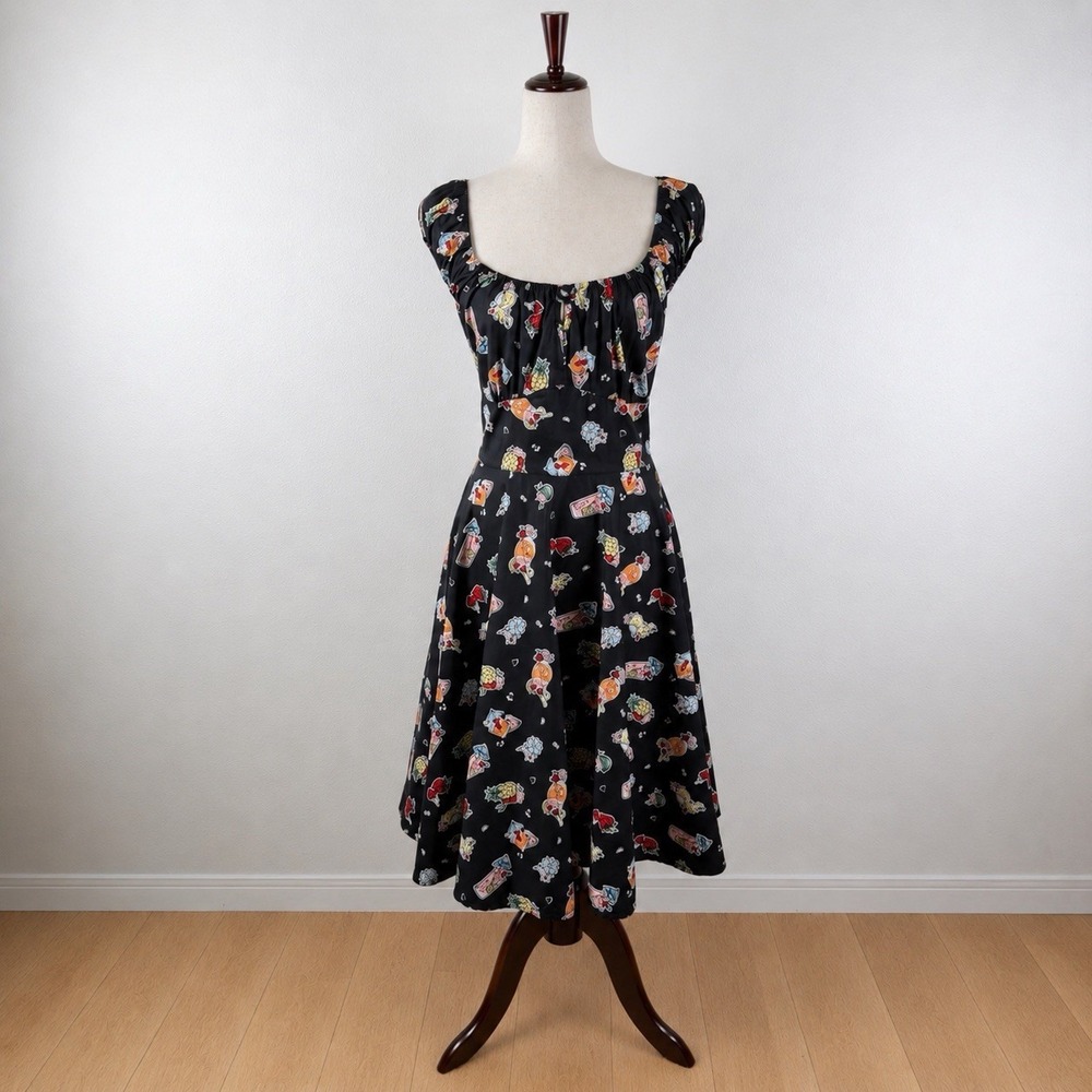 Hell Bunny Dress Womens XL Pina Colada Rockabilly Swing Cocktail Novelty Retro - Picture 3 of 16